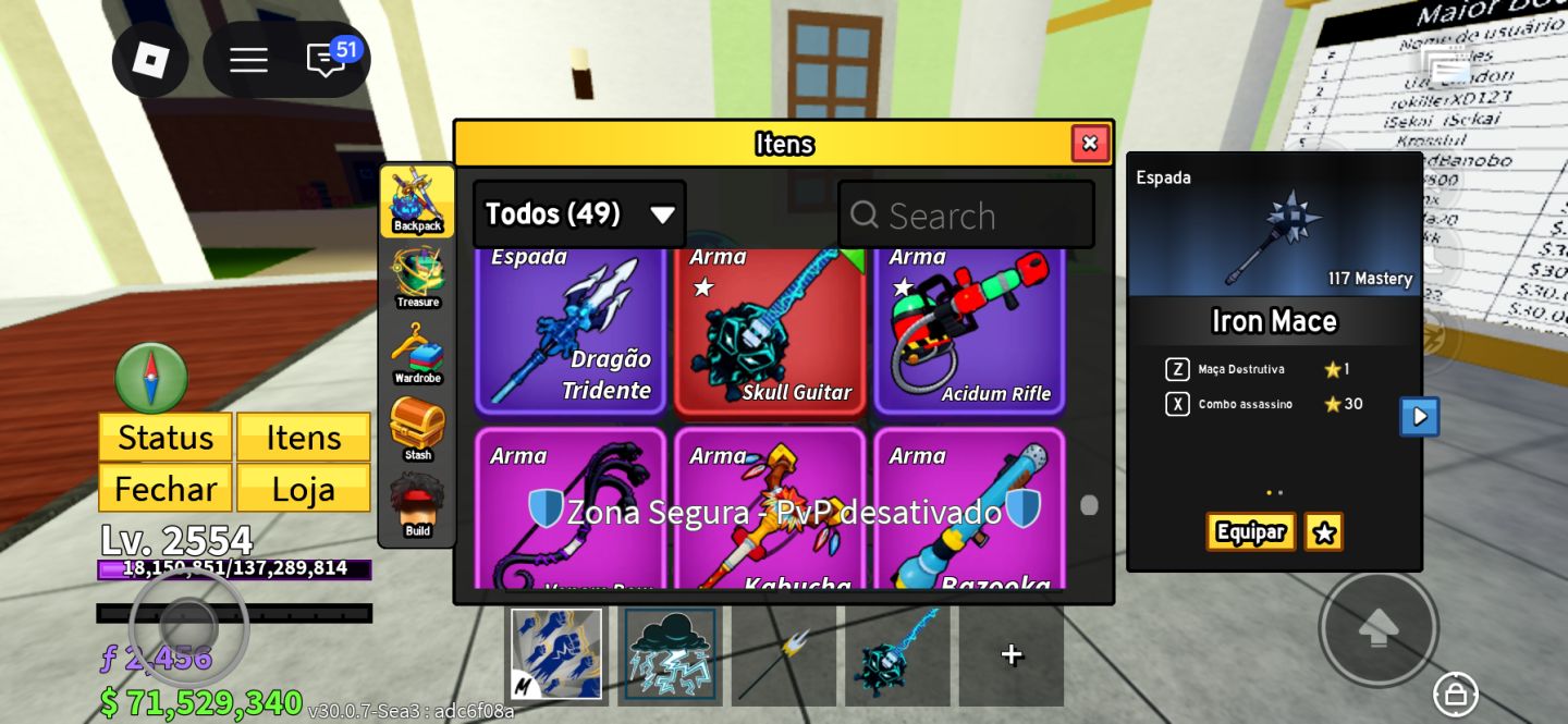 Conta blox fruits, Skin yoru v3 e varios itens raros