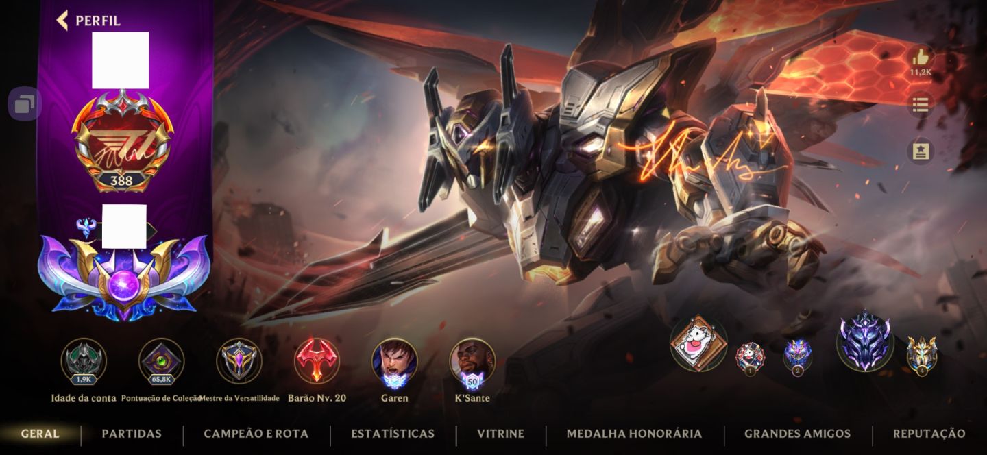 CONTA WILD RIFT MONARCA/LENDA 65,8K COLECÃO MAIN TOP