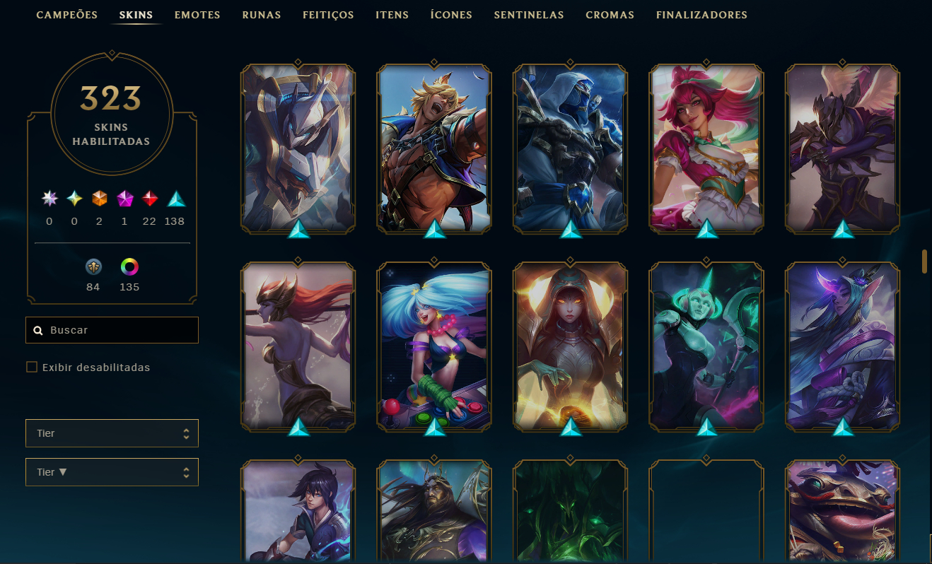 Conta LoL 2013 | ALL CHAMPS | 323 Skins (2 Ultimate) | 136 Cromas + valorant