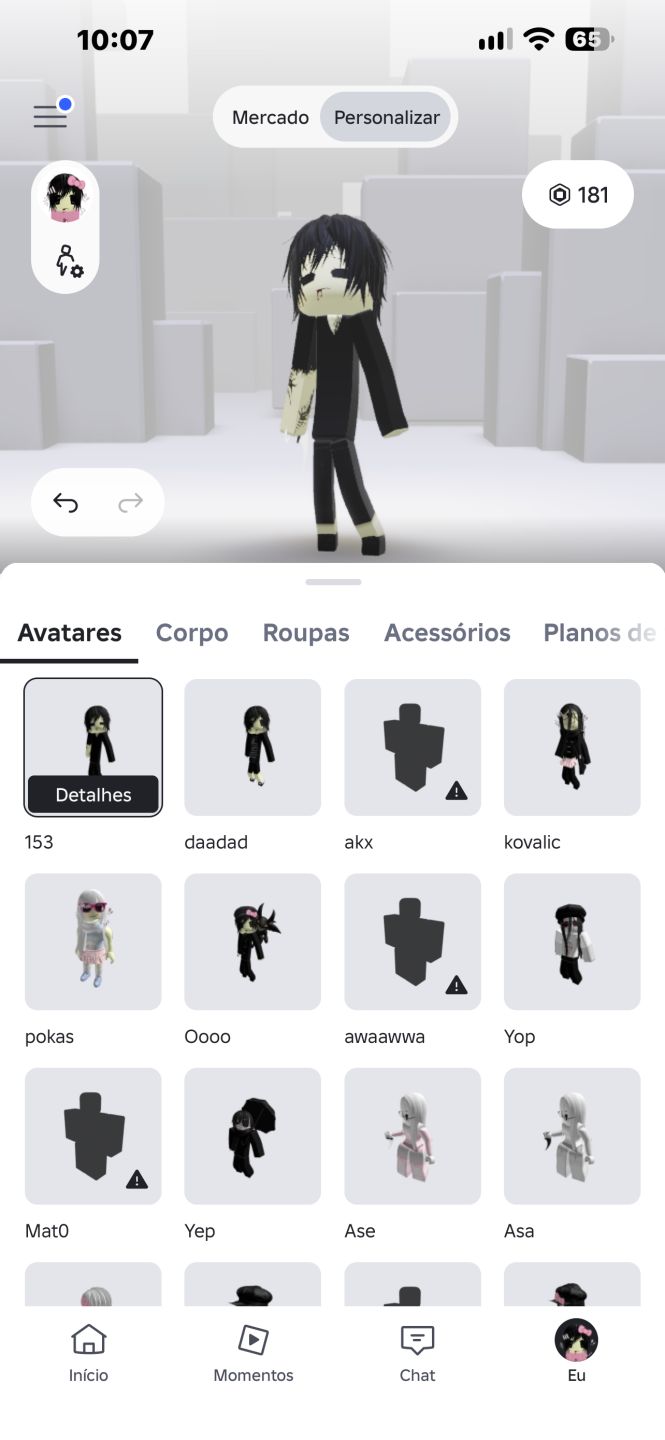 Conta Roblox com 180 robux e várias skins, a preço de banana