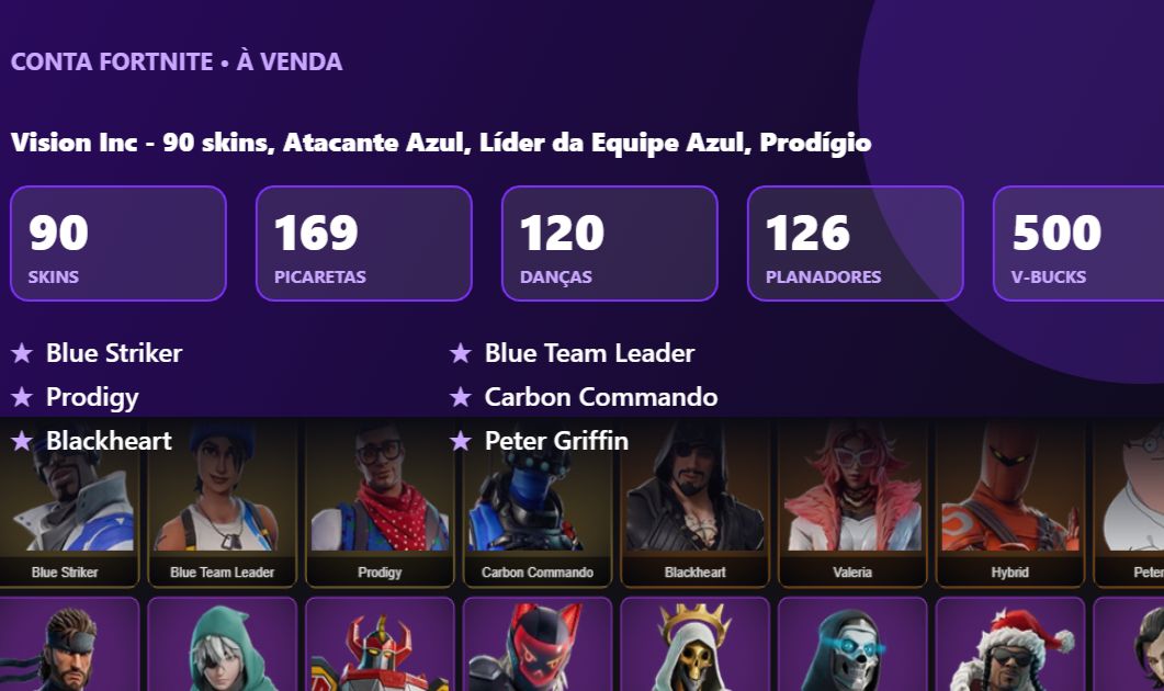 Conta de fortnite preço negociavel