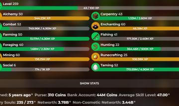 CONTA HYPIXEL SKYBLOCK MVP+ | LVL 259 | 3.78B