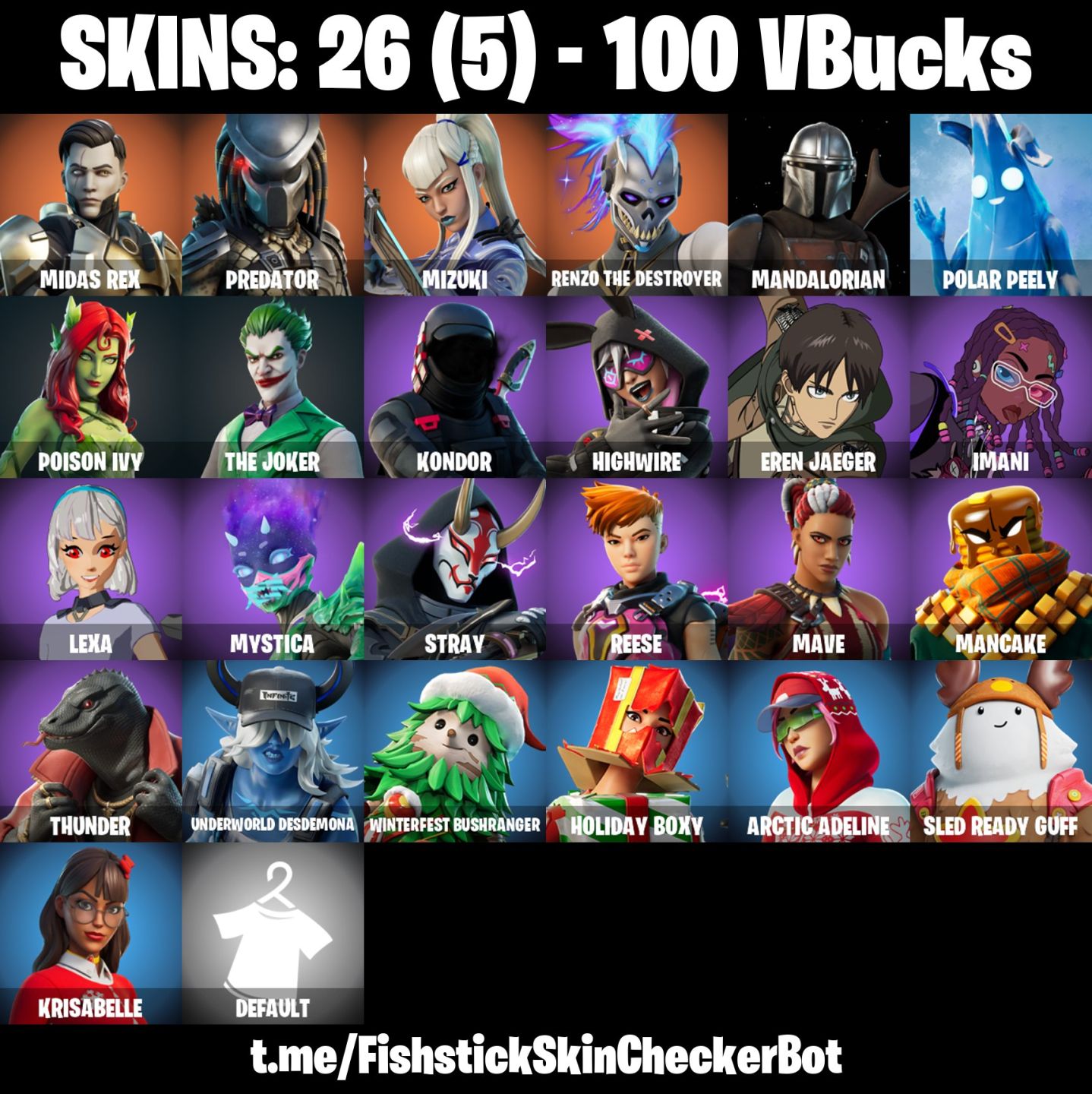 Conta Fortnite com Midas Rex | Predator | Mizuki | Renzo the Destroye e 26 Skins