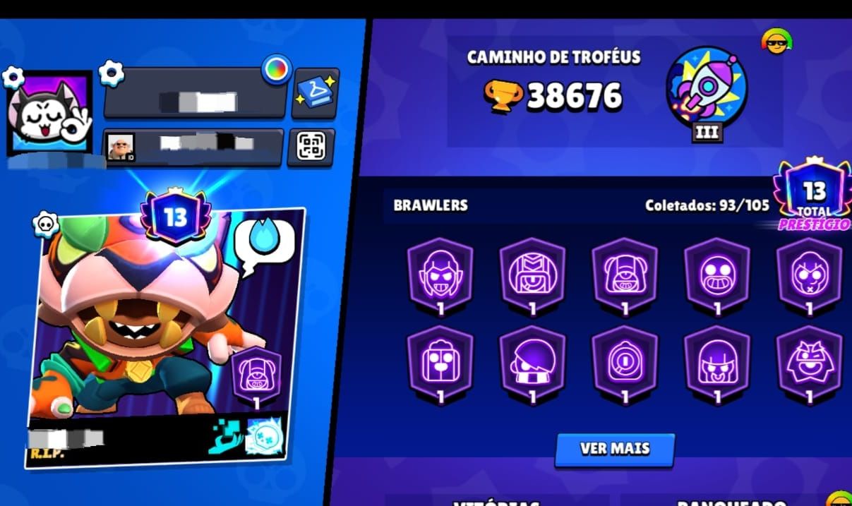 CONTA DE BRAWL STARS 38K DE TROFÉUS 93 BRAWLERS