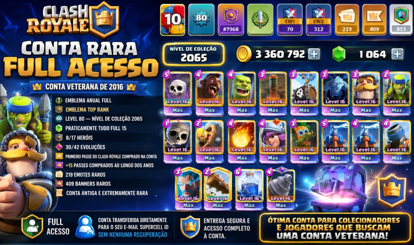 Conta de Clash Royale UPADA