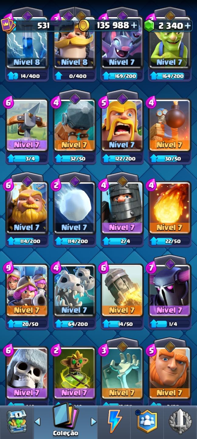 Conta iniciante de clash royale com 5 evoluções uma sendo mago