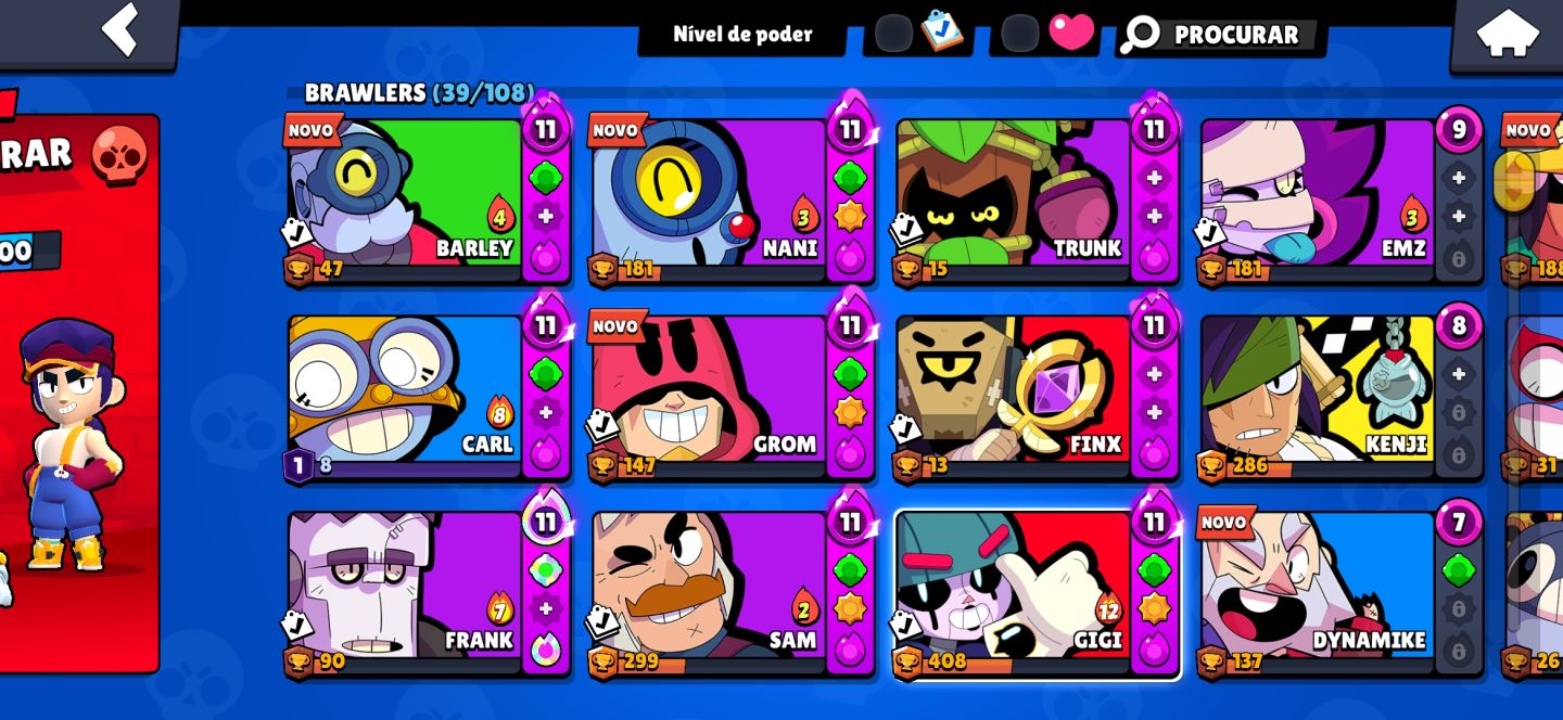 Conta de brawl star com skin lendária e mítico e 1 passe plus