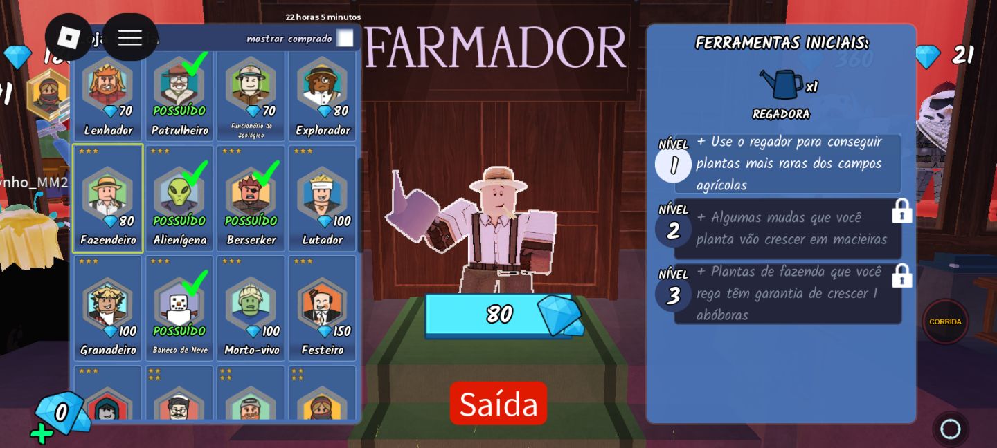 Conta Roblox com 2 frutas permanentes | 99 noites e upada em vários jogos