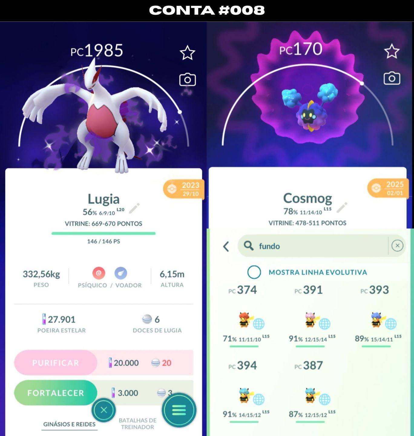[ENTREGA AUTOMÁTICA] CONTAS PREMIUM LENDARIOS SHINY MEWTWO E MAIS - POKEMON GO