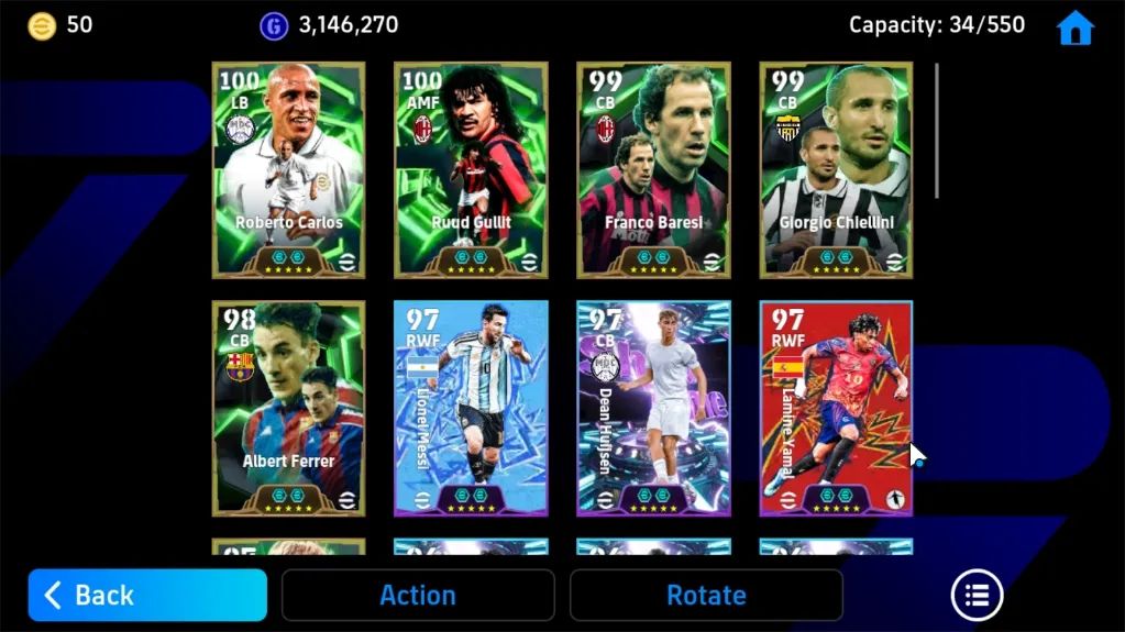 EFOOTBALL 3199 FC | GULLIT 106 | ROBERTO CARLOS 105 | BARESI 104 | CHIELLINI 104
