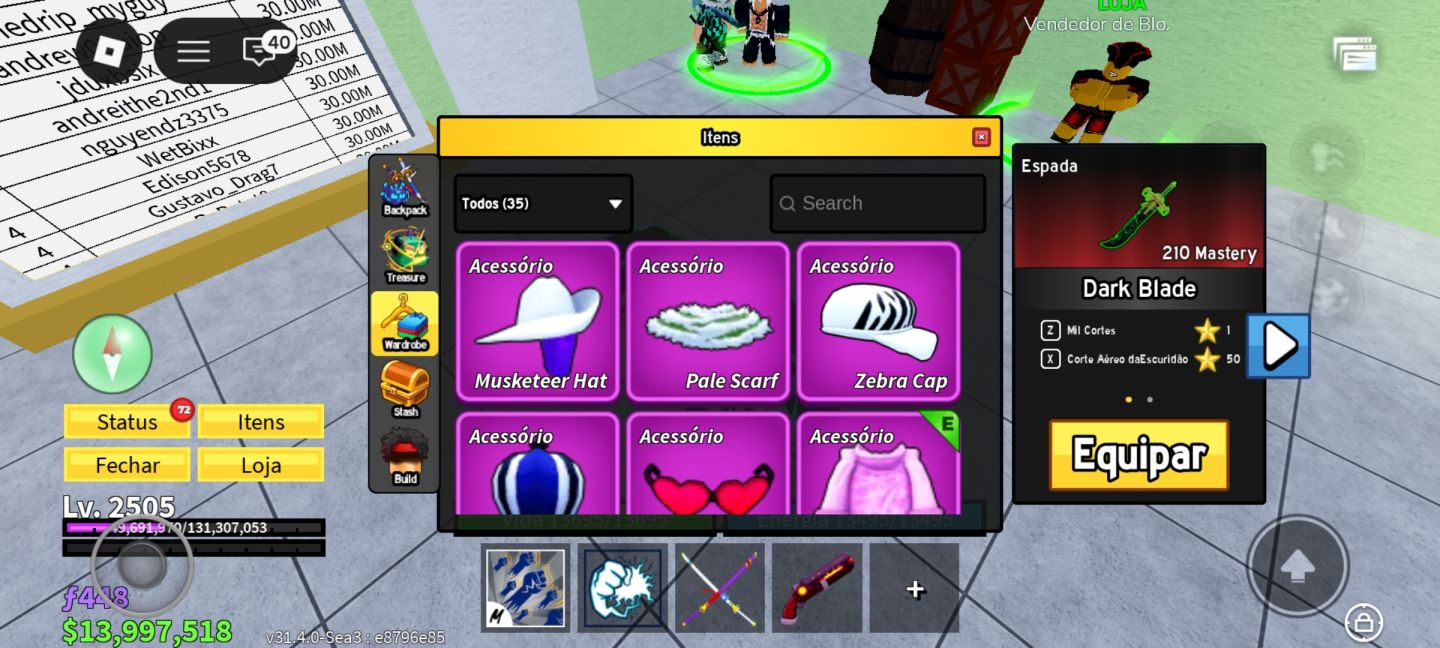 CONTA DE BLOX FRUITS COM TODAS GAMEPASS 30000bounty com Frutas perms