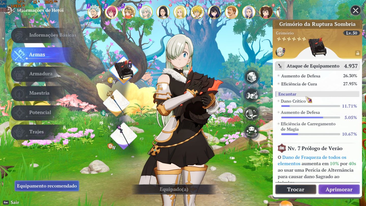 Conta com Merlin P10, Ban P10, Elizabeth P10, Todos SSRs , 7DS ORIGIN