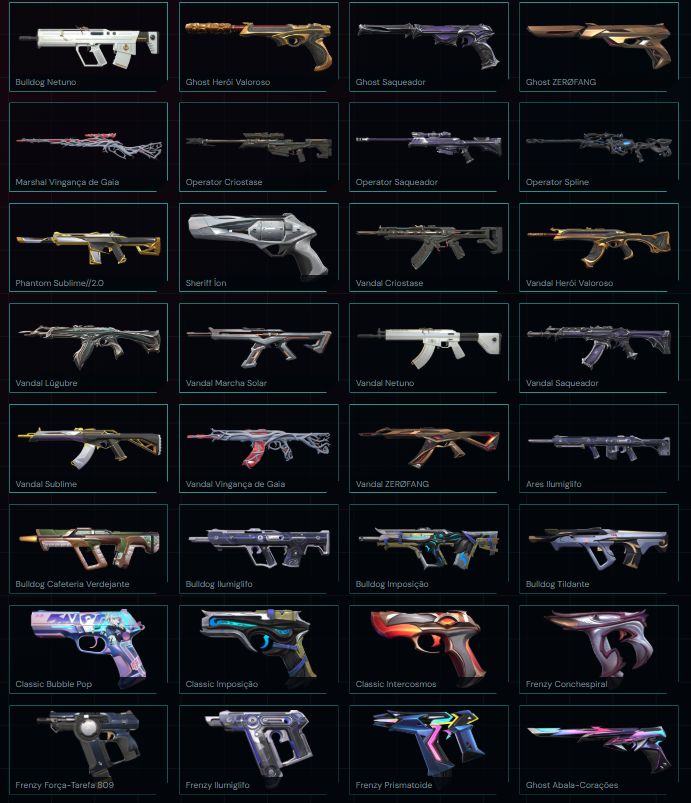 Conta Valorant VP 102.350 Skins 187 Facas 12 Agentes 24 Chaveiro 175 Rank Asc 1