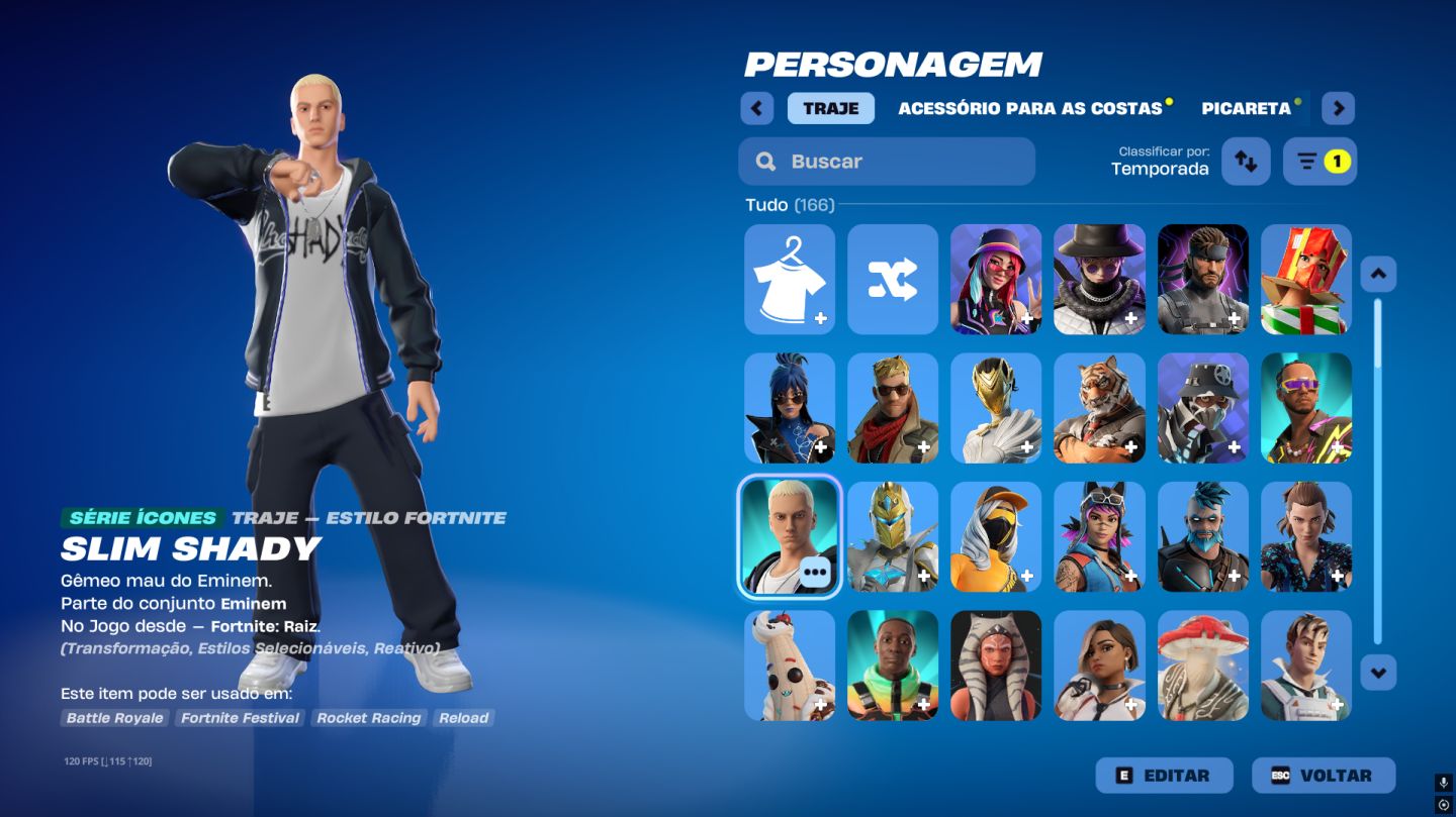 Conta Fortnite MUITO RARA +165 SKINS, com OMÊGA completo, Lara Croft, Neymar Jr.