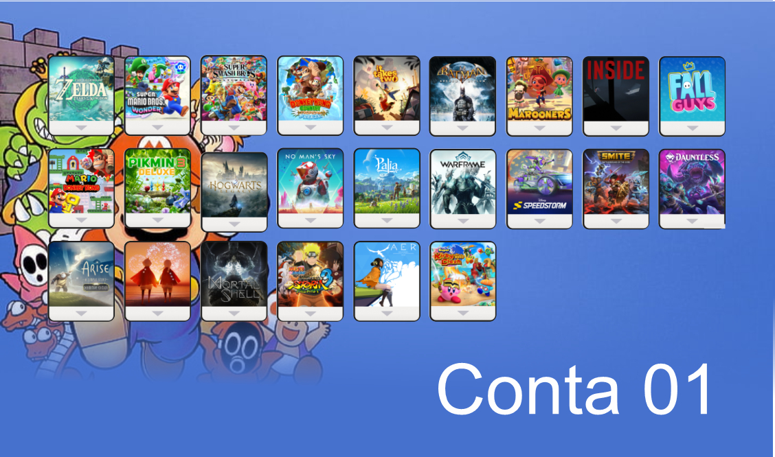 (Promoção) Várias Contas Secundárias - Nintendo Switch 1 e 2 - Mensalmente