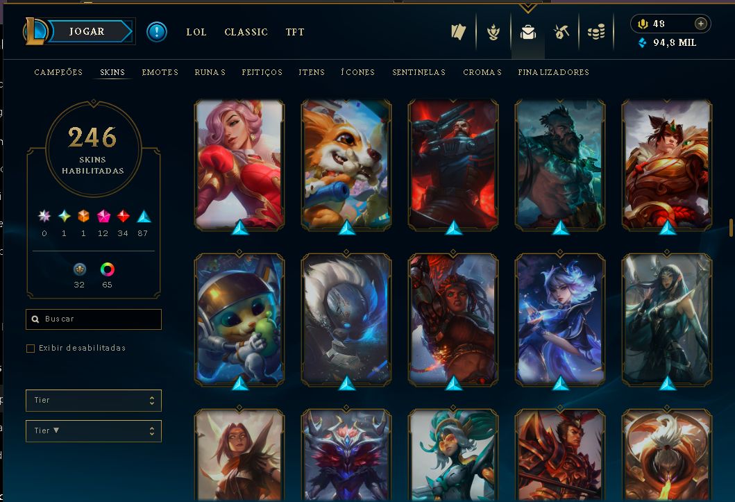 VENDENDO MINHA CONTA DO LEAGUE OF LEGENDS 185 SKINS COM SKIN DO VIEGO EXALTADA
