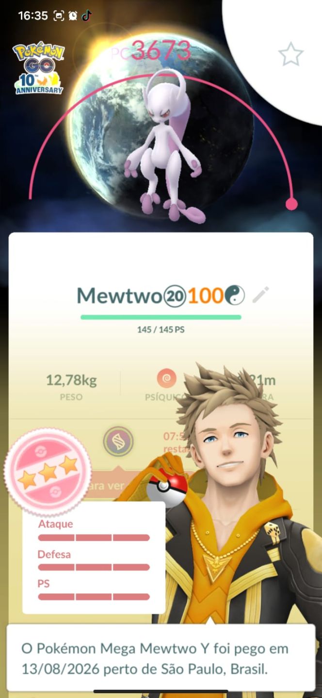 Conta pokemon go com mega mewtwo Y 100% com fundo raro e uma master ball