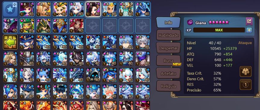 CONTA END GAME COM 4 LDs: GIANA + WOLYIUNG + ZERATU + PONTOS