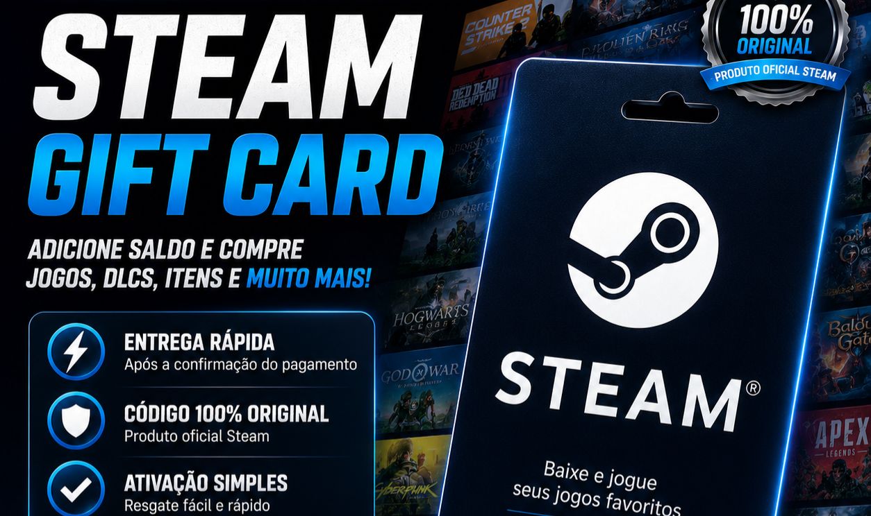 Gift Card Steam/MELHOR PREÇO/ Código Digital Original/ Entrega rápida
