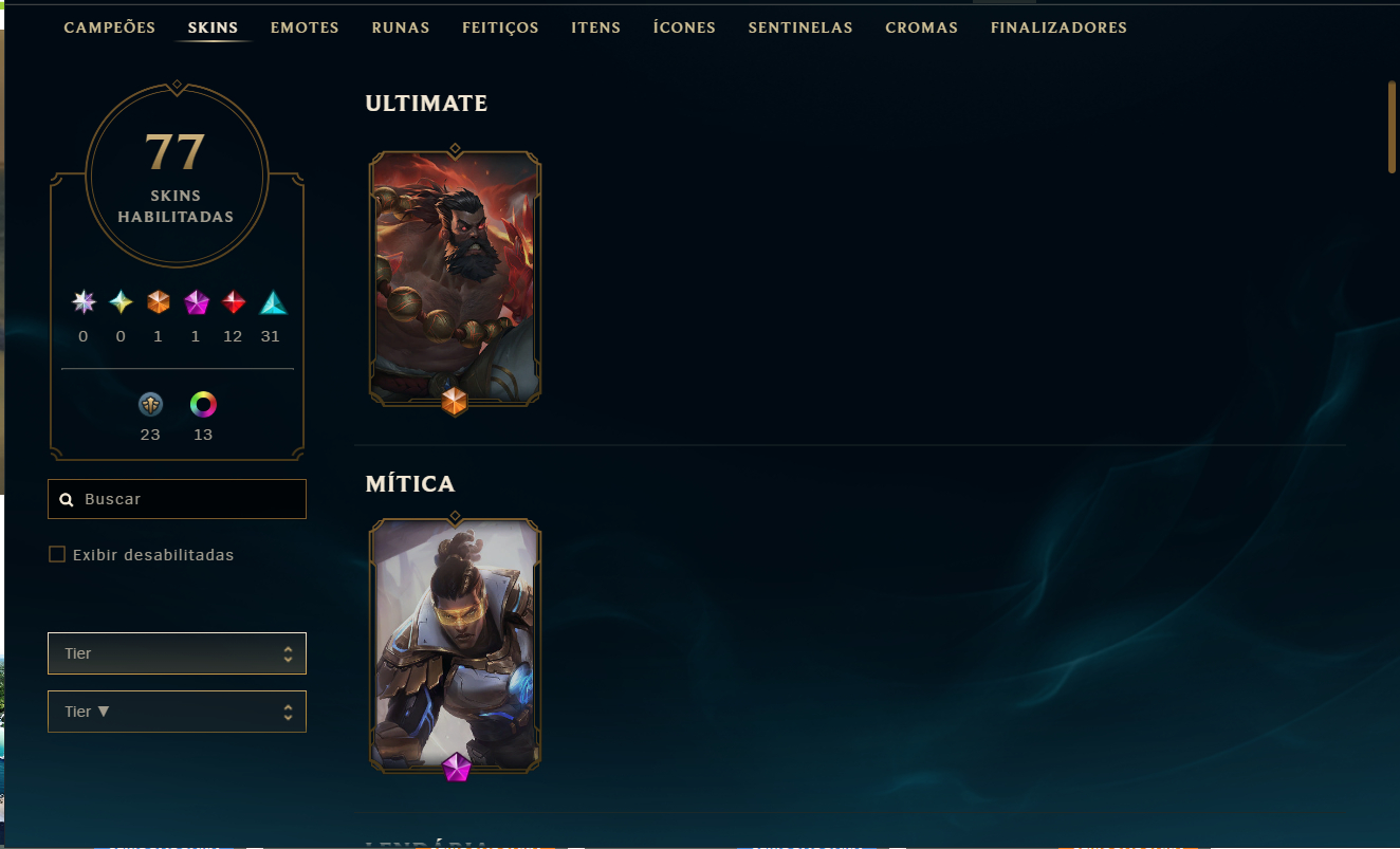 CONTA LOL LVL 163 | 77 SKINS (12 LENDÁRIAS) | MONO TAHM KENCH | HONRA 5