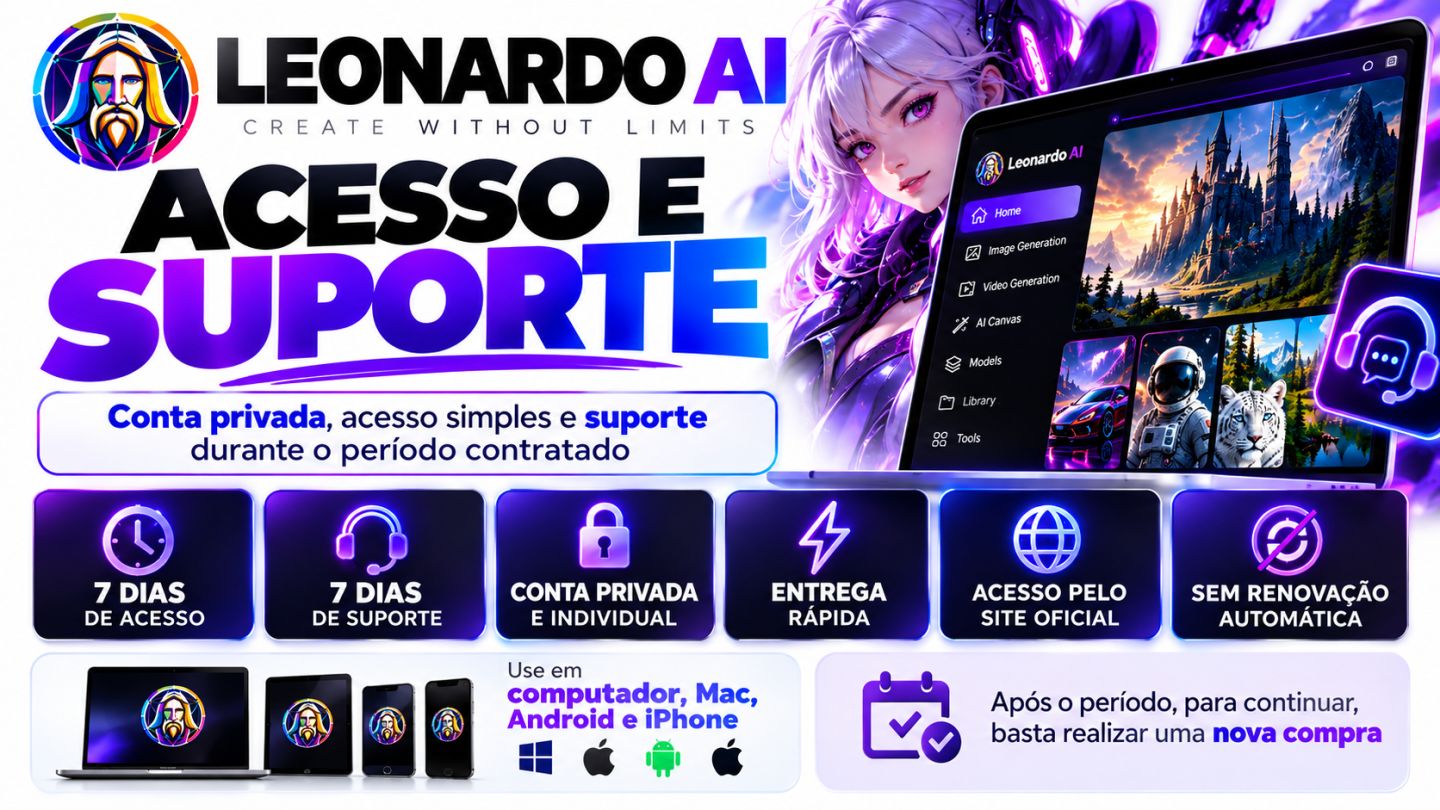 Leonardo AI Premium | Seedance 2.5 + Kling 3.0 + Veo 3.1 | Conta Privada