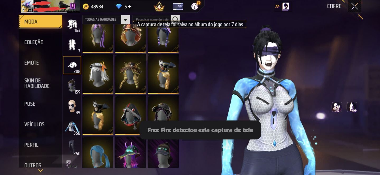 Conta FF 2020 gemada, possui diversas skins raras.