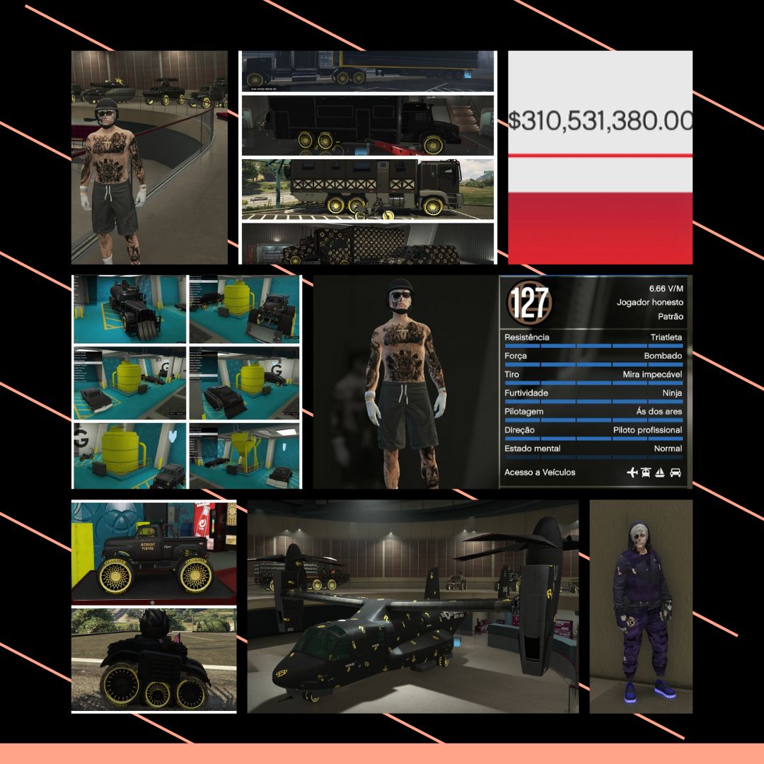 ACC GTA V ps5 LVL 127 FULL MOD PURE BLACK FAST RUN 300 MILHÕES TRAJES MODD