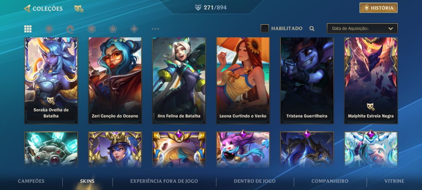 CONTA WILD RIFT NV 248, 271 SKINS (COM SKINS LIMITADAS), ÍCONES E ETCS