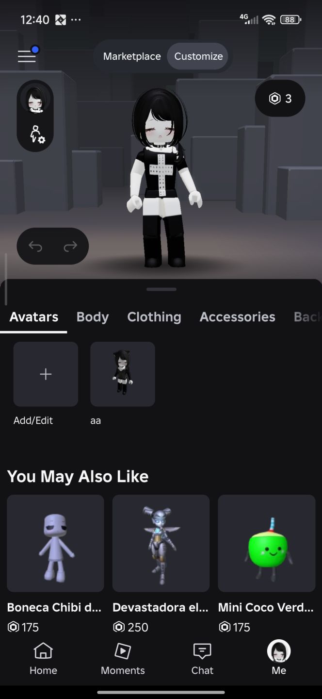 Conta Roblox simples feminina com nick legivel