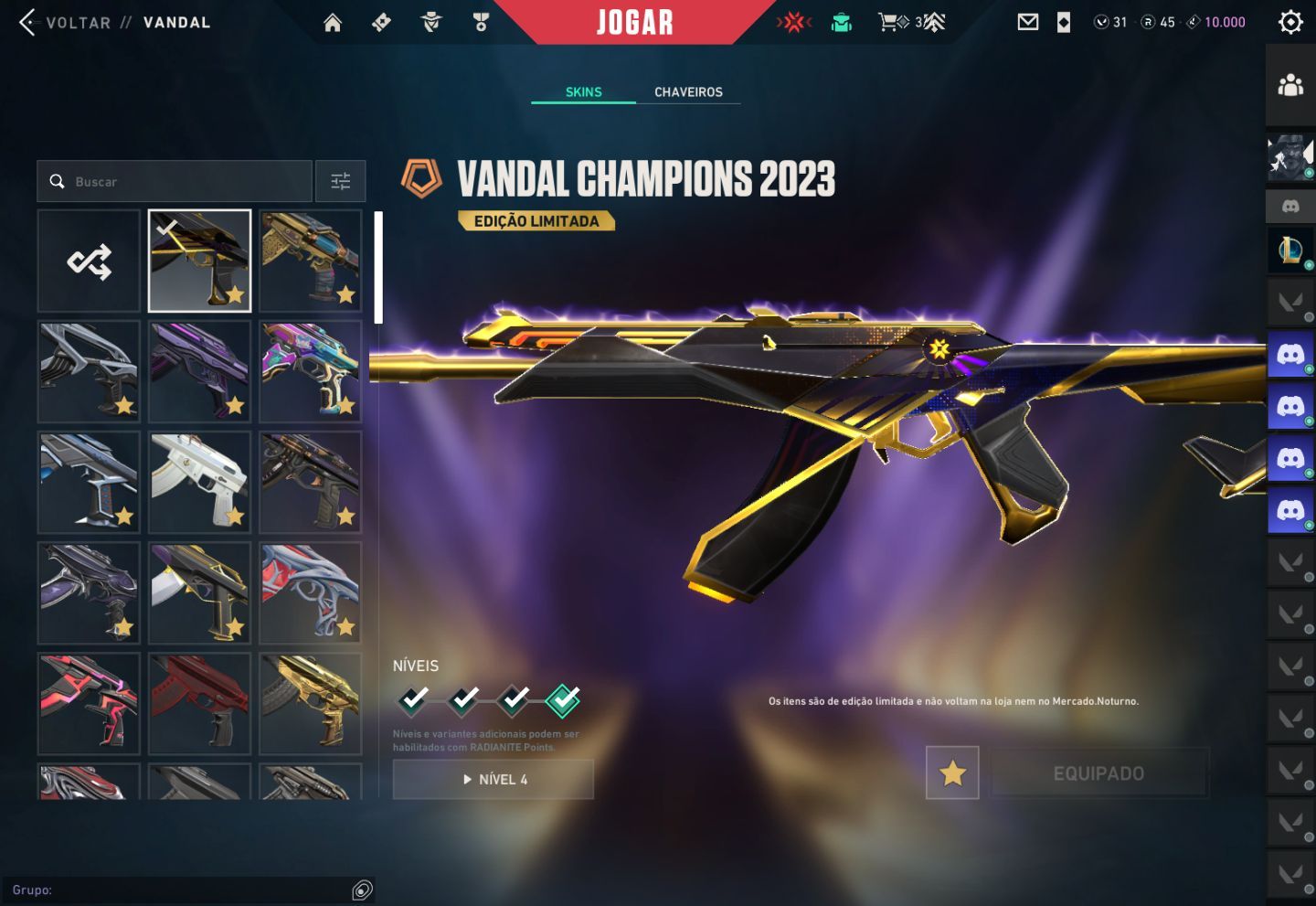 Conta Valorant Champions 2022 e 2023, Pacote Arcane 2.0 + 2700 Gastos.