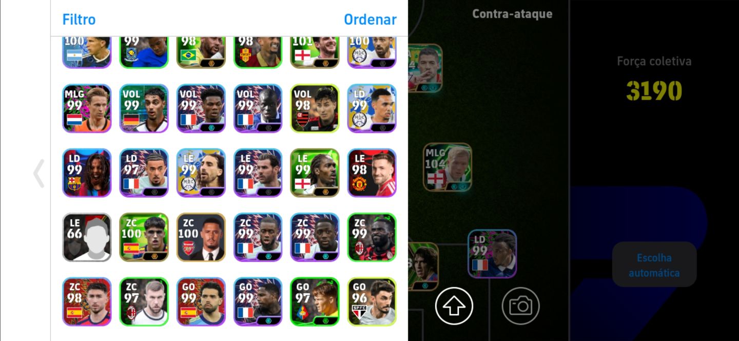 Conta efootball mobile com 3190 de força e o novo Hazard