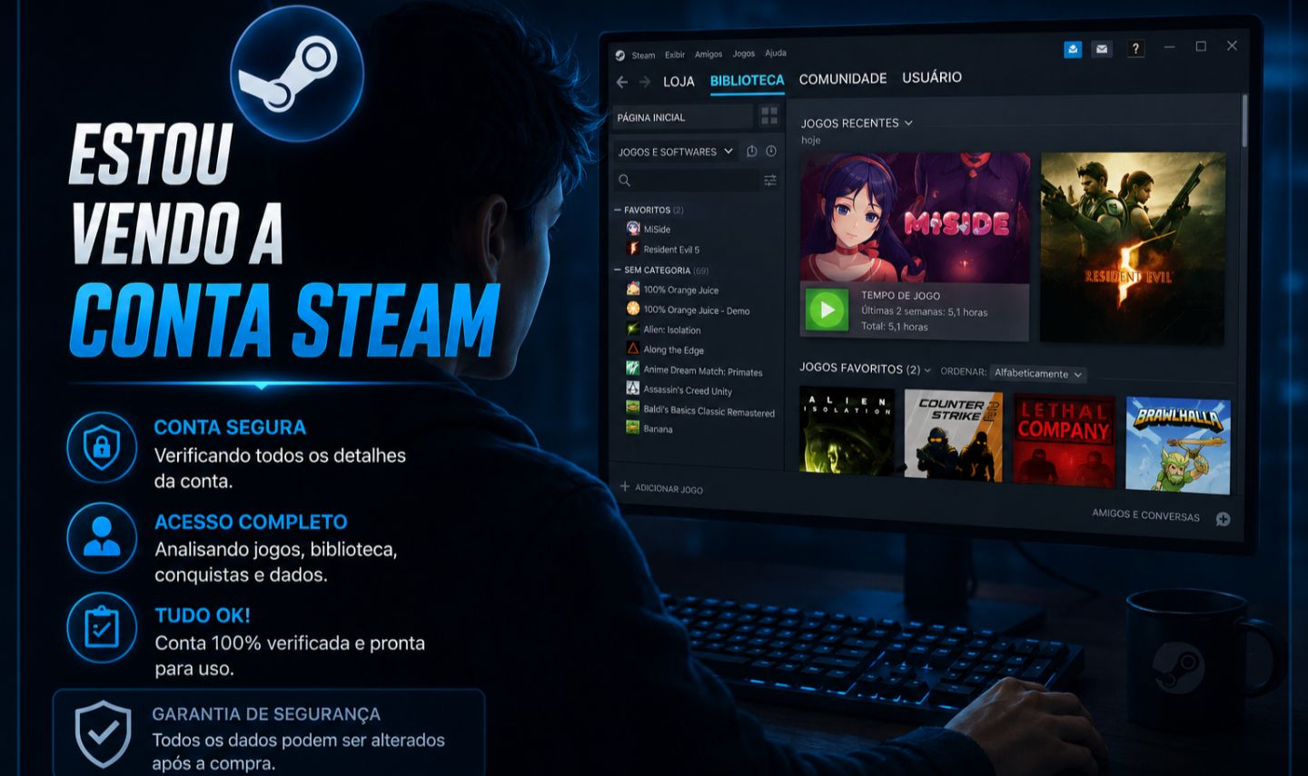 CONTA STEAM (FULL- ACESSO) + R$1000+ EM JOGOS