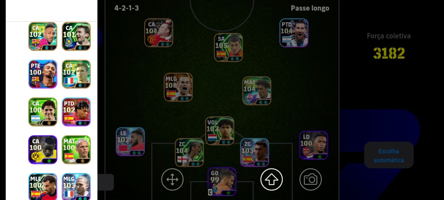 EFootball 3182+ | Iniesta 108 + Villa 105 + Rooney 104 + Messi | Elenco Top