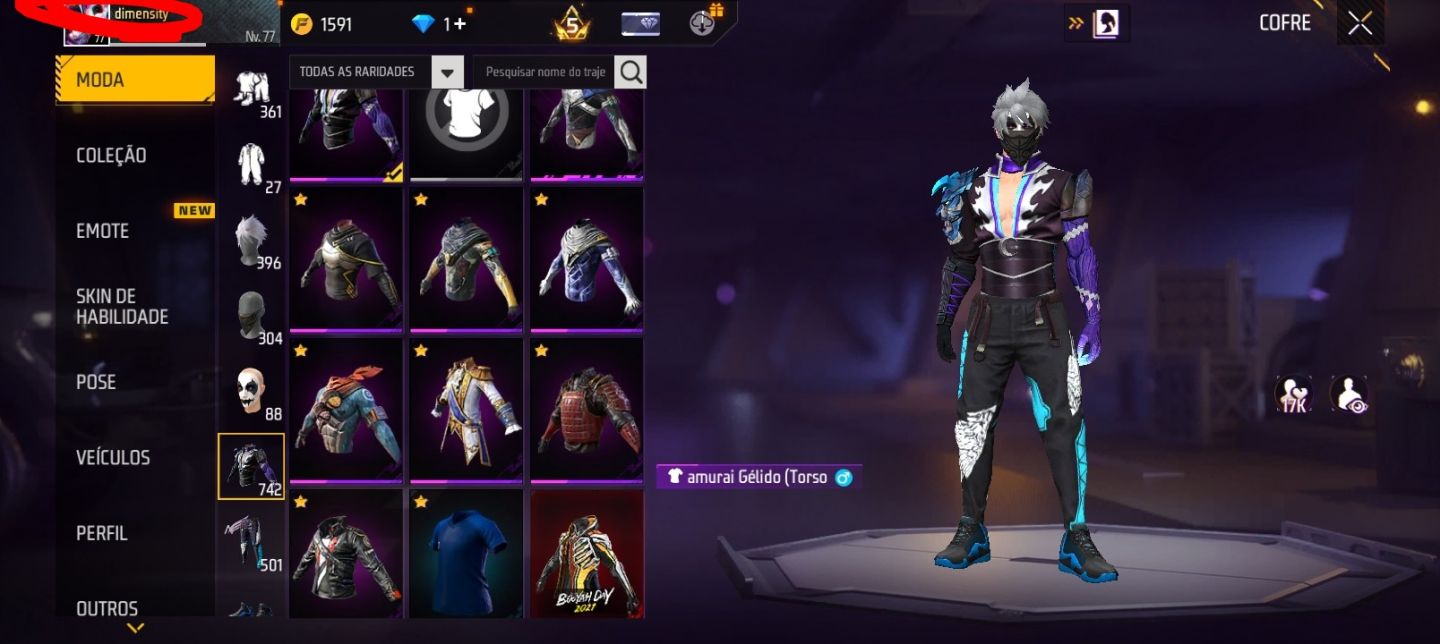 Conta free Fire (750 peitoral) quase prime 8
