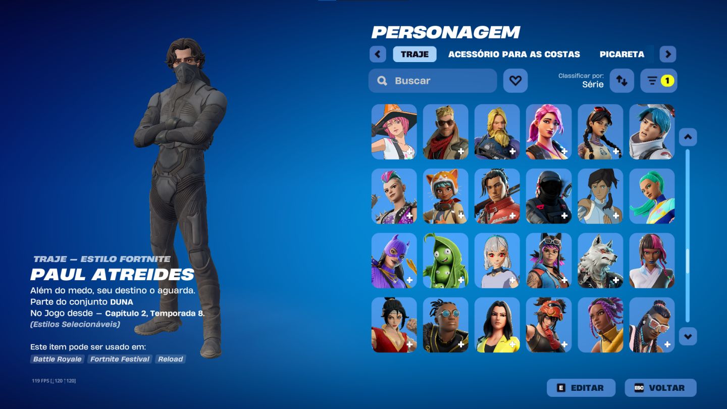 Conta de fortnite tryhard com 281 skins