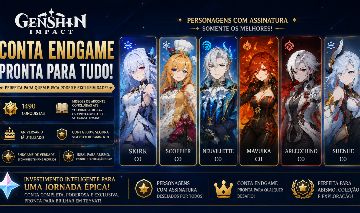 Conta genshin AR60 - diversos personagens 5 estrelas mapa 100% explorado