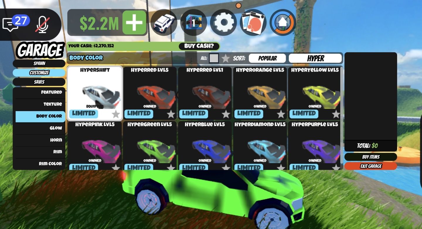 HYPERSHIFT LVL 5 (duplicado 257M de valor) ITEM ROBLOX JAILBREAK 38% de Desconto