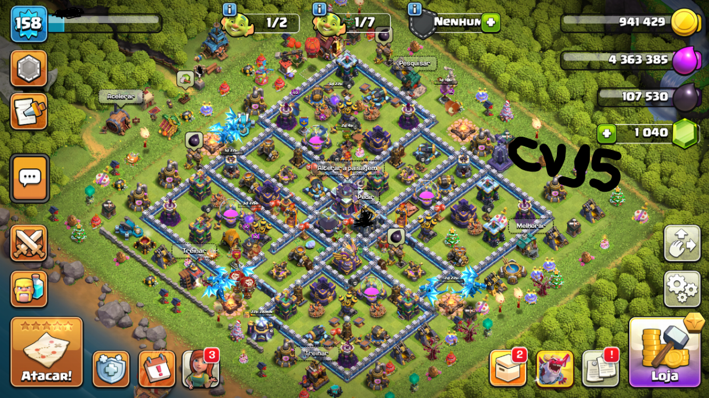 Kit 5 contas coc cv 17 3 paisagens 13 SKINS full 1 cv14+cv15+cv16