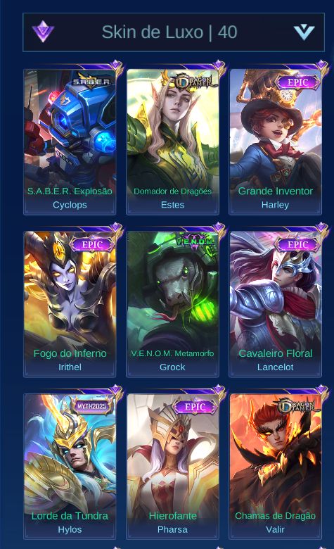 CONTA HIGH ELO | 315 SKINS | GUSION LEGEND + KOF + COLLECTOR