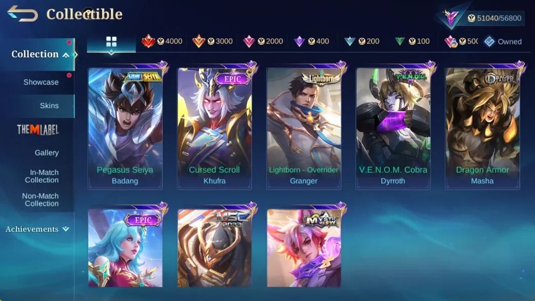 217 SKINS - FULL EMBLEMAS - FULL HEROIS