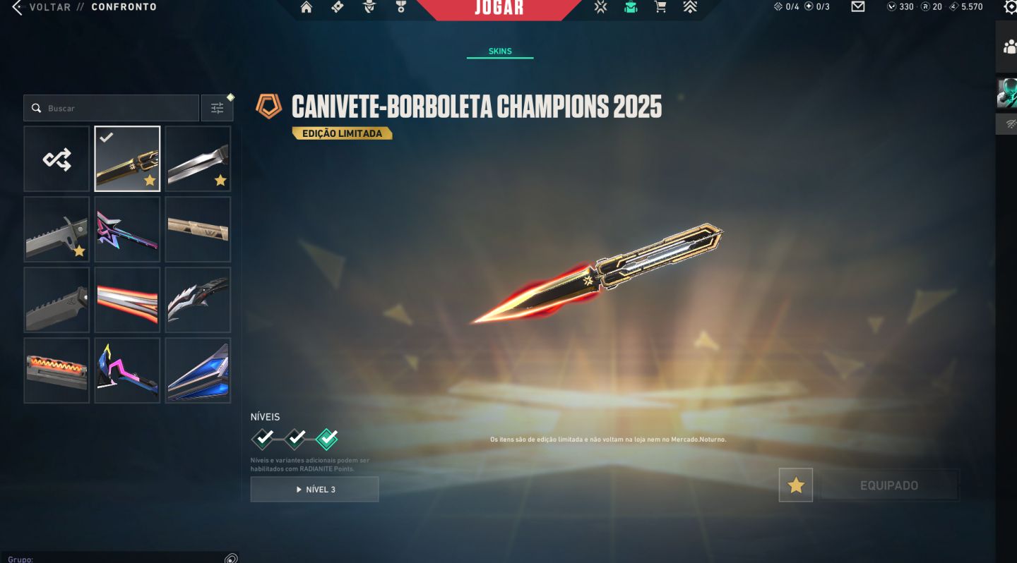 Conta Valorant imortal, level 192, skin champions 25 entre outras skins!