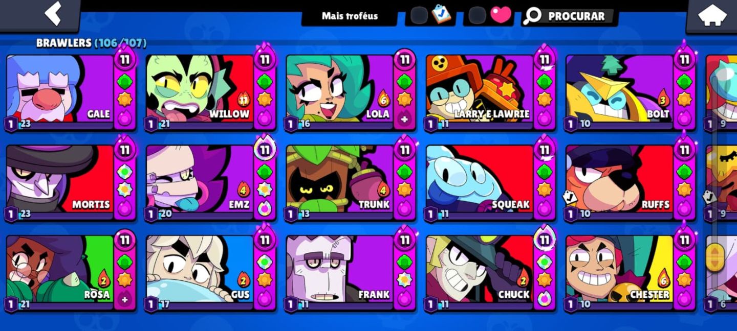Conta Brasil star full brawlers hipercargas acessórios e poder de estrelas