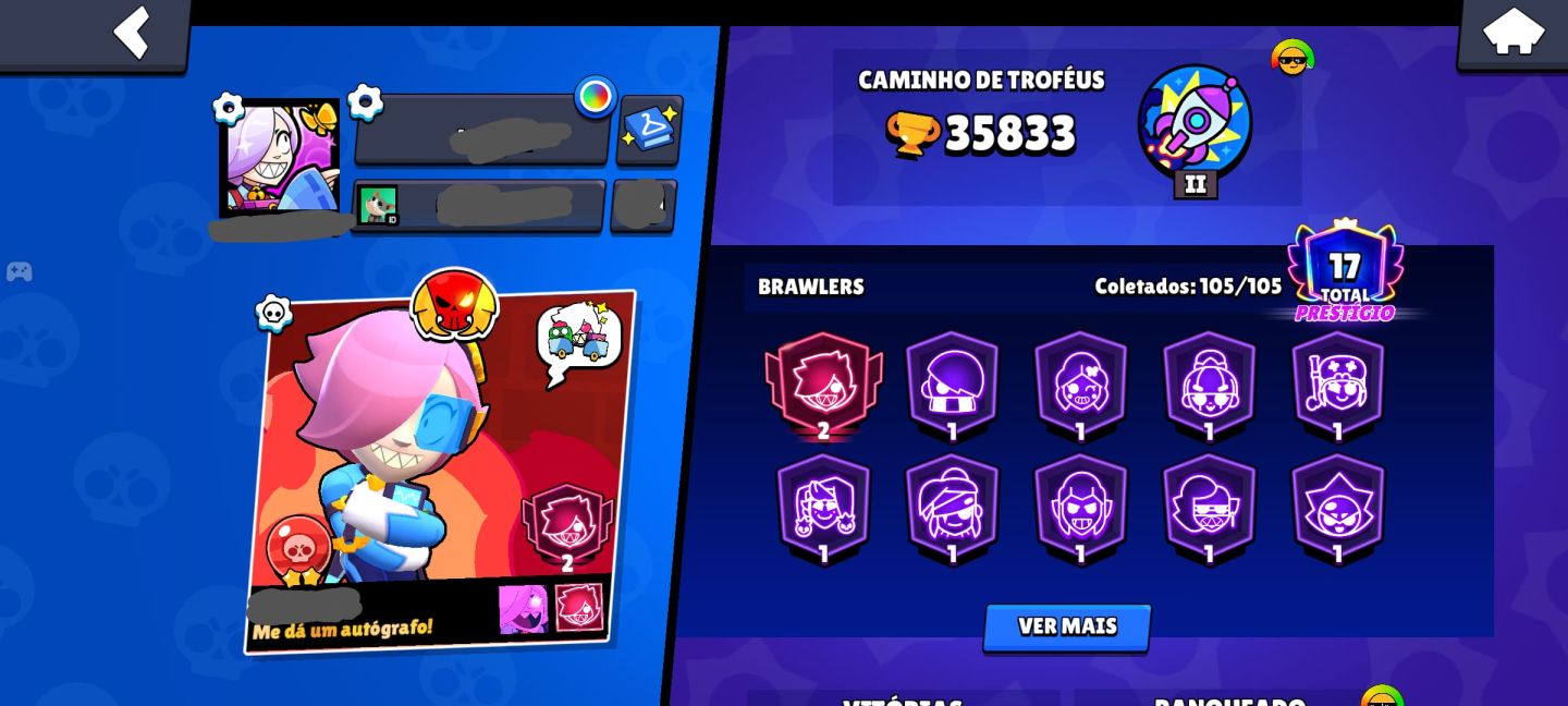 Conta Brawl 35k k troféus 105 brawlers e mais de 300 Skins!