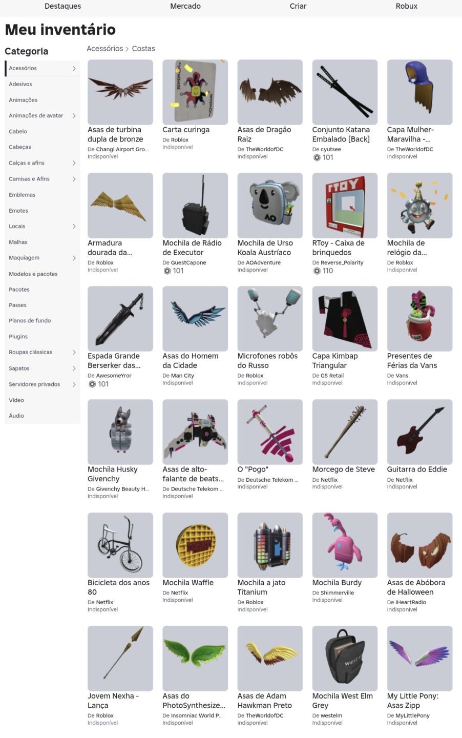 CONTA DE ROBLOX INSANA A VENDA