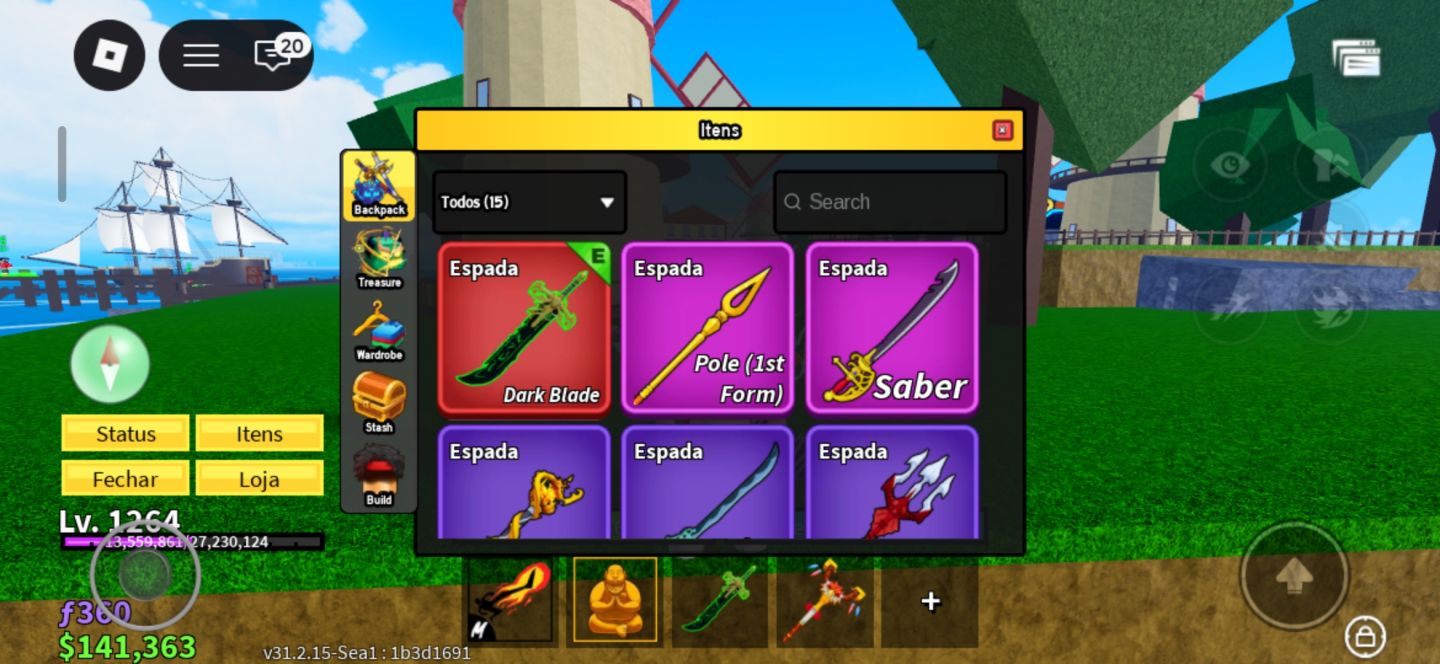 Conta de Roblox cheia de skins e itens raros