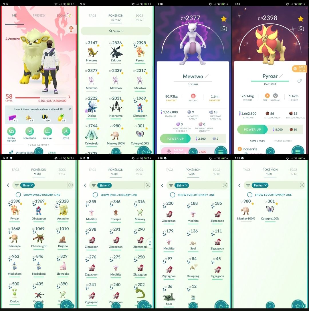 LVL 58 | 35 SHINIES + 1.6M DUST + ZEKROM + 3 MEWTWO + DIALGA f160