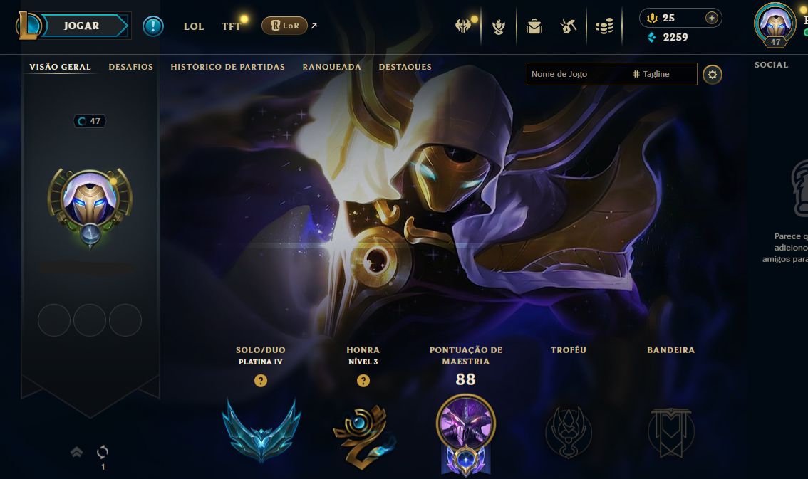 Conta LOL Plat 4 MMR BUFFADO +33PDL POR VITÓRIA/FULL ACESSO/Kassadin Rapinante
