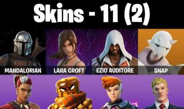 CONTA FORTNITE COM LARA CROFT, MANDALORIANO, 1.150 V-BUCKS E 11 SKINS!