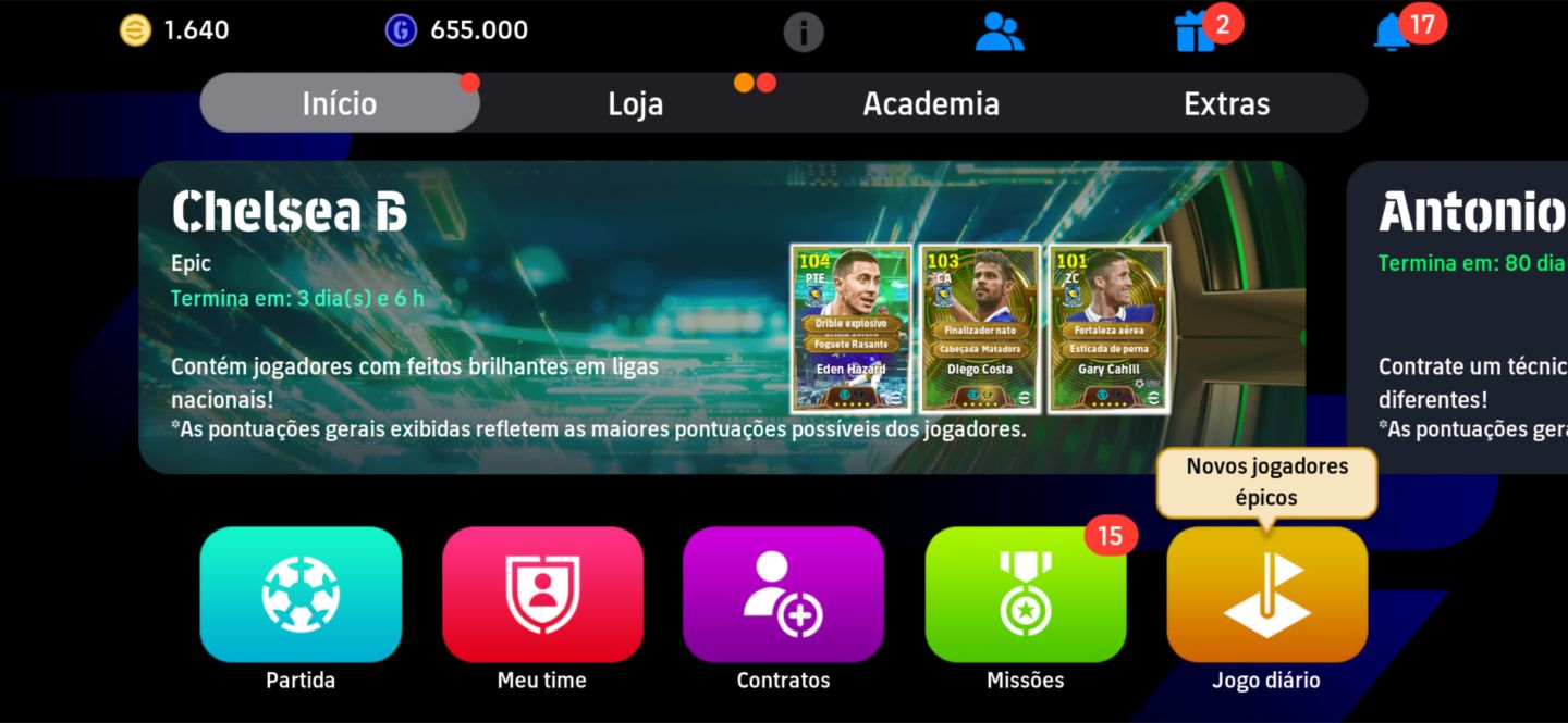 CONTA EFOOTBALL COM ANTONIO CONTE E 1600 MOEDAS