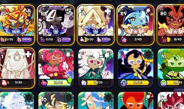 Conta cookie run com vários bestas, ansiões despertados e lendários.